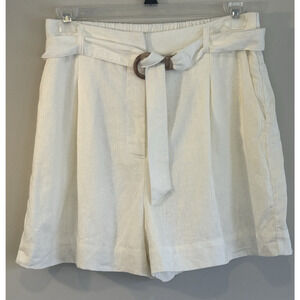 House Of Harlow 1960 Ivory Linen Shorts Women Size Large Belted Lined NWOT